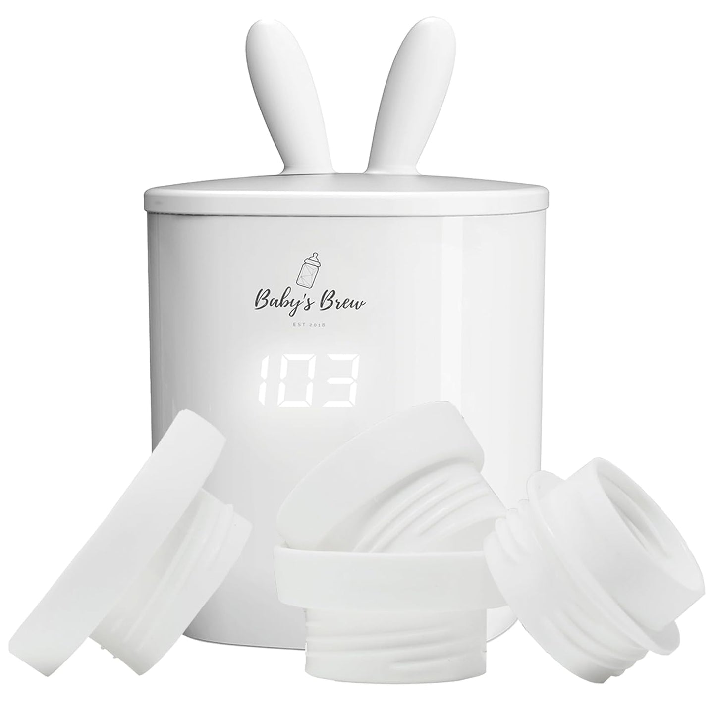 Baby's Brew Portable Bottle Warmer with Adapter Set – Cordless Baby Bottle Warmer for Breastmilk & Formula, Rechargeable, Leak-Proof, Travel-Friendly Milk Warmer, Marble