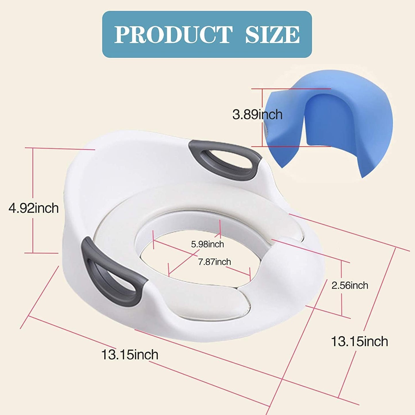 Potty Training Seat for Boys Girls Kids Toddlers Toilet Training Seat Potty Seat for Baby with Detachable Soft Cushion Sturdy Handle and Backrest
