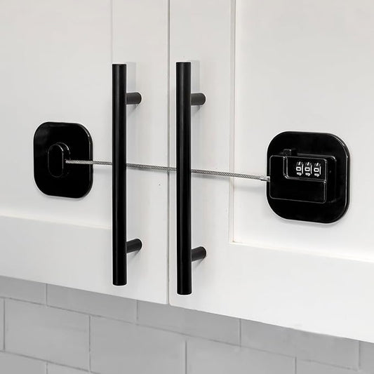 Child Safety Cabinet Locks,Drawer Locks with Combination Closet Lock,Fridge Lock,Child Proof Refrigerator Lock,Child Lock(Black 4Pcs)