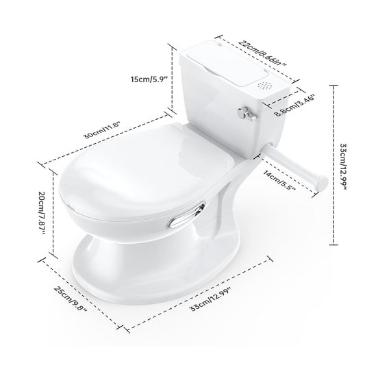 2-in-1 Potty Training Toilet, 12.99in Standalone Potty Chair for Toddlers & Baby, Realistic Flushing Sound, Soft Comfort Seat, Removable Washable Pot, Non-Slip Base, Built-in Toilet Paper Holder