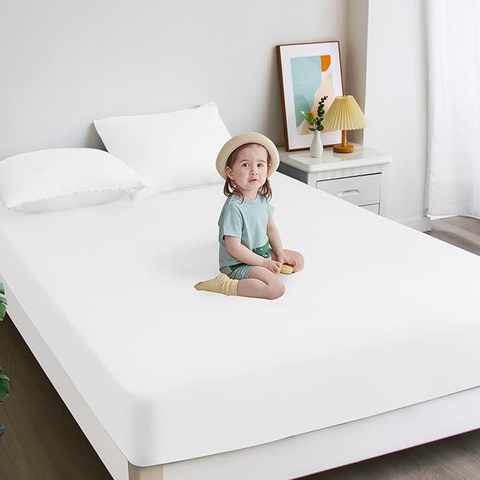 2 Pack Queen Mattress Protector Waterproof, Noiseless & Soft Coverage Queen Size Mattress Cover Fitted Sheets with Deep Pocket up to 14", Super Breathable & Easy Wash Mattress Protector