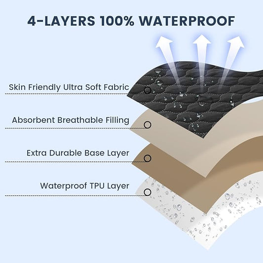 david's kids 2 Pack 52''x28'' Waterproof Crib Mattress Protector Pad Cover Stretch up to 8", Fitted Standard Crib and Toddler Mattresses, Soft and Breathable for Boys Girls, Machine Washable, Black
