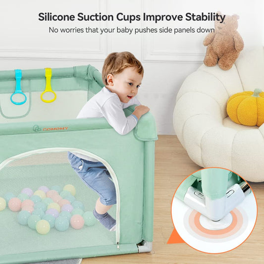 COMOMY Playpens for Babies and Toddlers, Small Baby Play Pens, Activity Center for Safe and Non-Slip Baby Fence, Full Mesh Design, Indoor & Outdoor Kids Activity Center (Dark Grey, 36"x36")