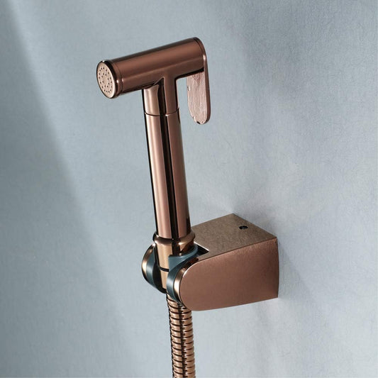 Handheld Bidet Sprayer for Toilet Cloth Diaper Sprayer Brass Rose Gold Portable Cloth Diaper Wash Shower Sprayer Set with Single Cold Wall Mounted Bidet Attachment for Personal Hygiene