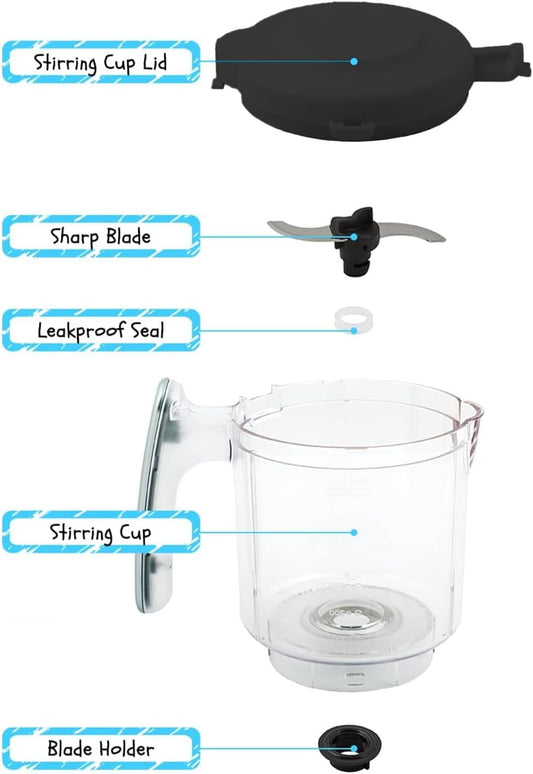 Replacement Stirring Cup & Blade with Steaming Basket for EVLA'S Baby Food Maker - Gray