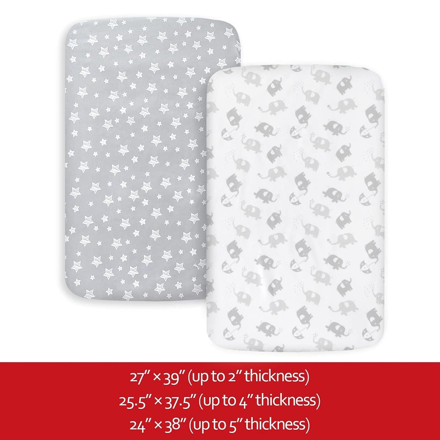Pack and Play Sheets, 2 Pack Mini Crib Sheets, Stretchy Playard Fitted Sheet, Compatible with Graco Pack n Play, Soft and Breathable Material, Planet & Flower