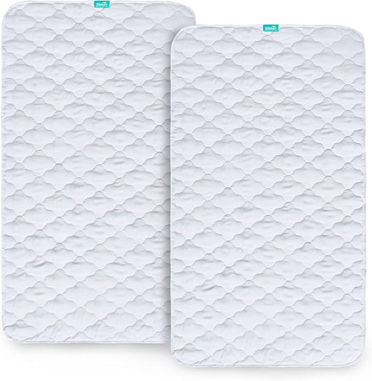 Waterproof Crib Mattress Protector Pad 2 Pack 28" x 52",Non-Slip & Absorbent Mattress Pad for Baby Standard Crib/Bed, Quilted Machine Washable White