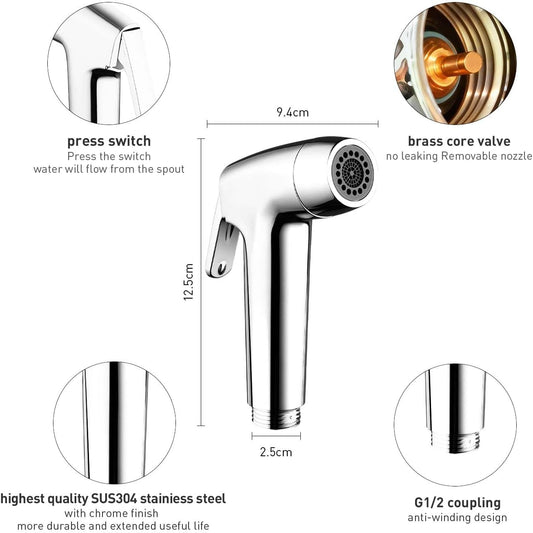 Handheld Toilet Bidet Sprayer for Toilet-Adjustable Water Pressure Control with Bidet Hose for Feminine Wash, Jet Sprayer for Toilet Muslim Shower, Bidet Faucet Cloth Diaper for Baby Wash