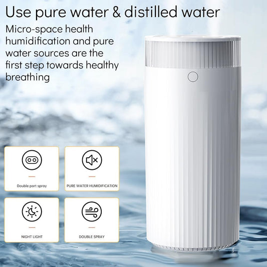 HomeBeyond Portable Mist Humidifier for Bedroom, 1.1L USB Charging and Plug-In Dual-Use, 28dB Quiet Dual Nozzle Air Humidifier for Home Baby Nursery & Plants, 8H Auto Shut-off and Warm Night Light