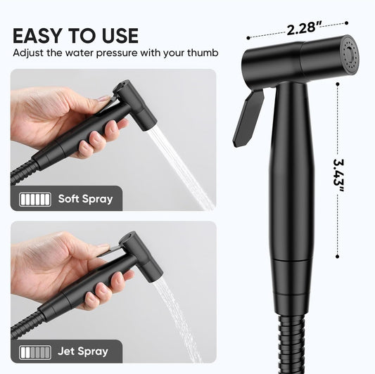 Handheld Toilet Bidet Sprayer for Toilet-Adjustable Water Pressure Control with Bidet Hose for Feminine Wash, Stainless Steel Brushed Nickel Bidet Faucet Cloth Diaper for Baby Wash, Gold