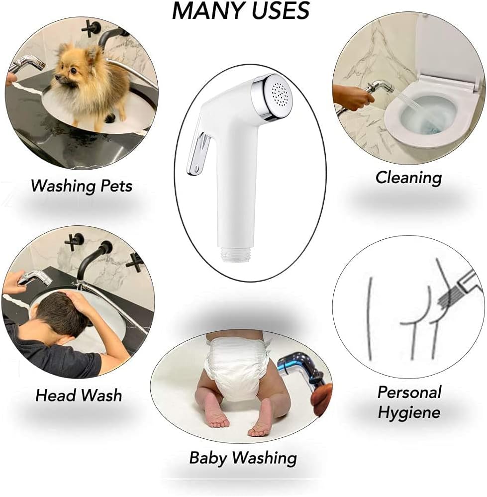 LikeHome Bidet Sprayer for Toilet - Cloth Diaper Sprayer Shattaf Handheld Bidet Rinse Spray Head - White (Without T-Adapter)