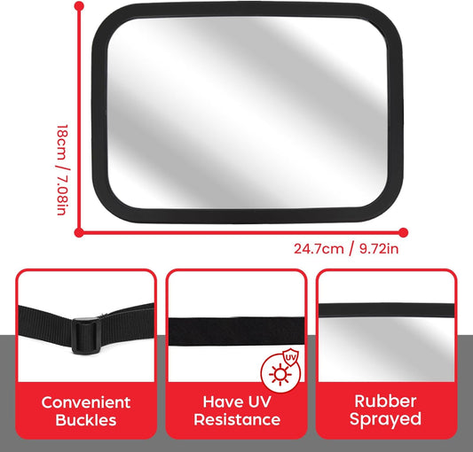 Baby Car Mirror for Rear Facing Infant with Wide Crystal Clear View, Shatterproof, Adjustable, Safety and Stable, Crash Tested and Certified (Black)