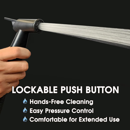 Handheld Bidet Sprayer for Toilet, Lockable Push Button, ABS Bidet Sprayer Set with Hose & T-Valve, Easy Install - Niken Color