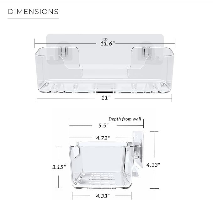 Bathtub Toy Storage – Clear Bath Toy Holder with Drainage Holes, Wall-Mounted No-Drill Organizer for Kids’ Tub Toys