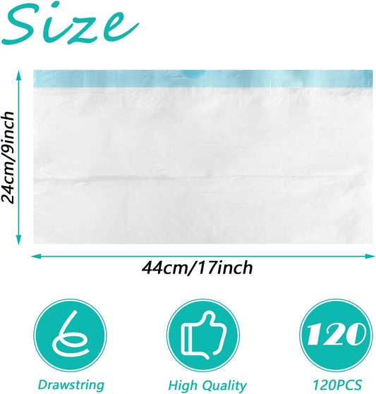100 Pack Potty Chair Liners Disposable,Drawstring Training Toilet Seat Liner Bags Cleaning Bag for Kids Toddlers Outdoors Travel