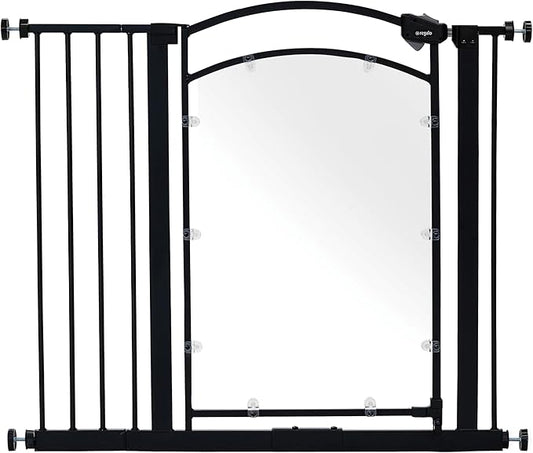 Regalo Safety 29.5–37” Clear Walk Through Baby Gate for Doorways & Bottom of Stairs, Pressure Mounted Baby Gate with Door for Toddlers & Pets, Tested & Trusted, American Designed, Family Owned