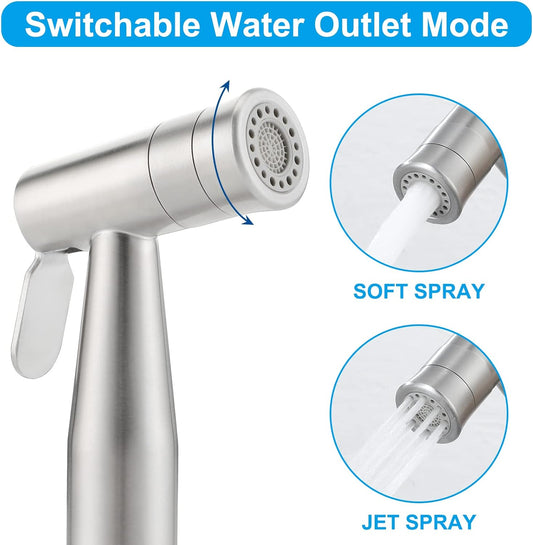 Mulin Bidet Sprayer for Toilet - Water Pressure Control Handheld Sprayer for Baby, Cloth Diaper, Feminine Wash - Brushed Nickel Stainless Steel