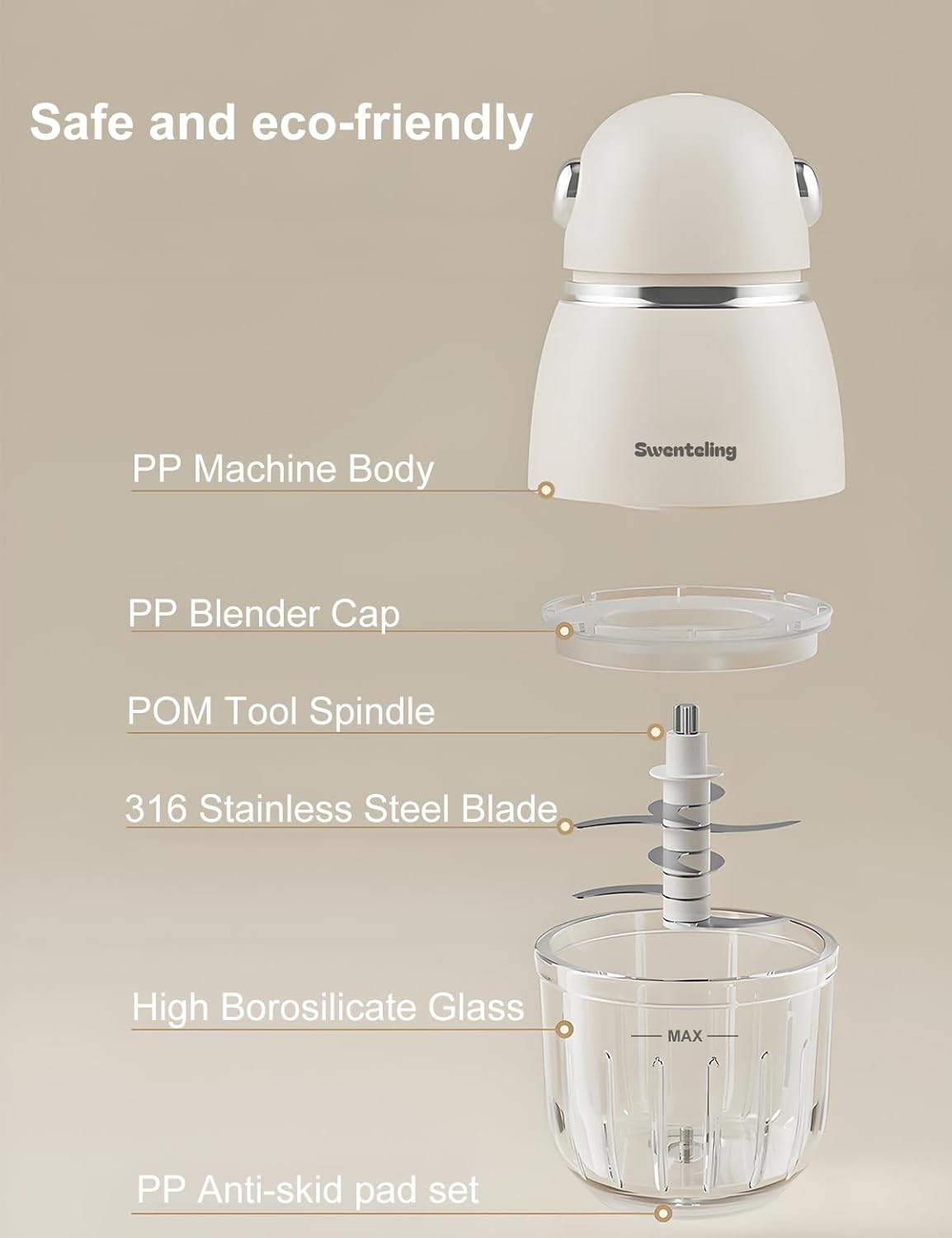 Baby Food Maker, Creamy White Baby Food Blender, 10oz Food Puree Maker, Food Processor for Foods Fruit Vegetable Meat, 8-Second Quick Soft Food Prep,BPA-Free