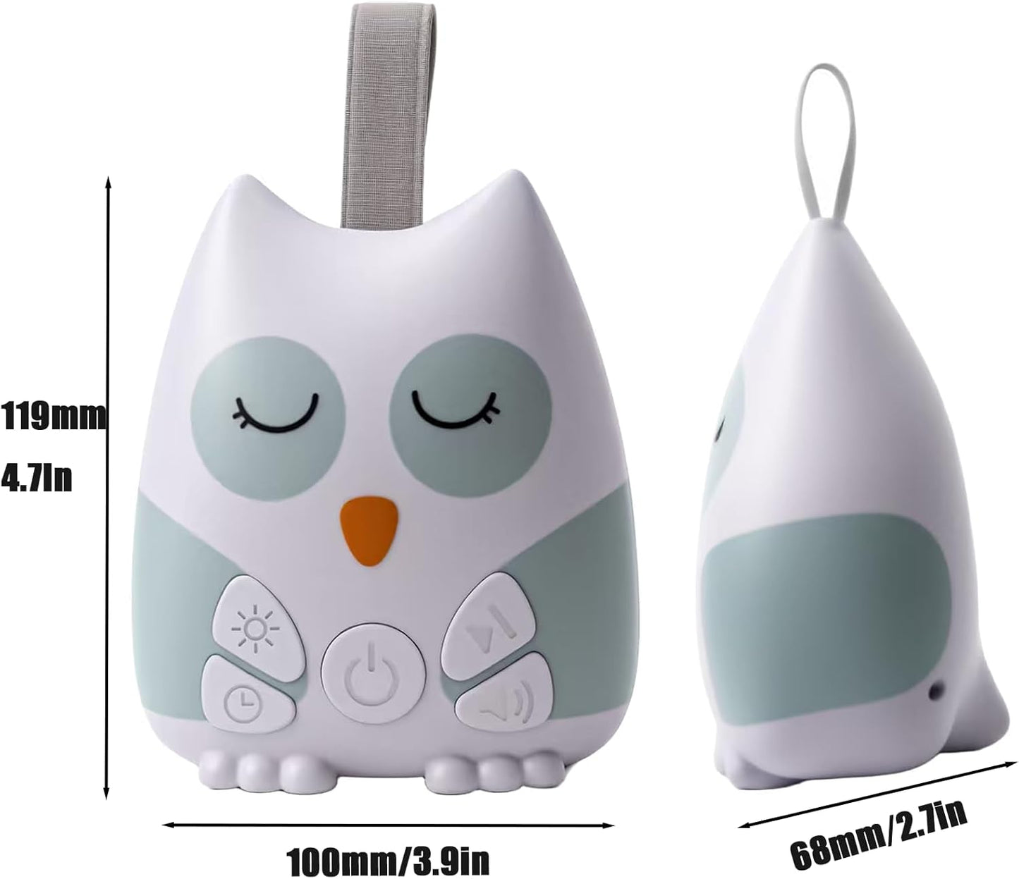 PandaEar Portable White Noise Machine for Baby, 15 Soothing Sound, Night Light, Sleep Sound Timer and Powered by USB for Baby Kids (Owl)