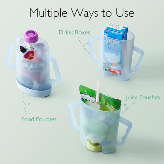 Momcozy Baby Pouch Holder No Squeeze, Baby Food & Juice Box Holder, Mess-Free, Easy Grip for Self-Feeding, BPA-Free & DEHP-Free, Must-Have for Babies, Green