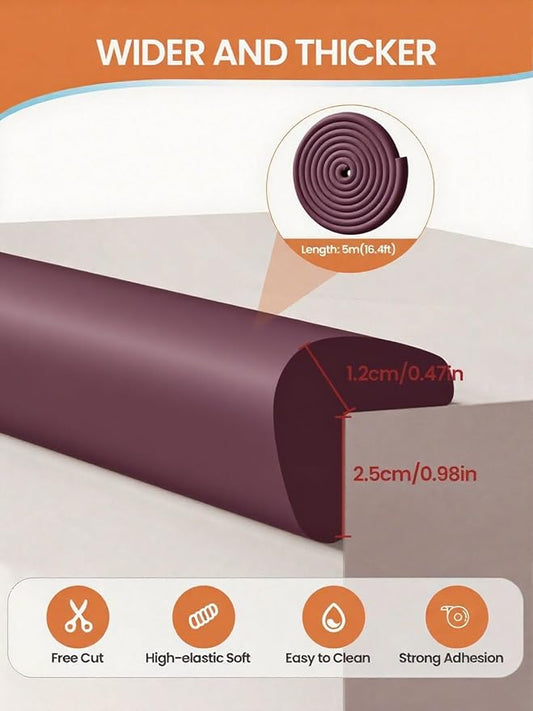 Baby Proof Edge Corner Protector, 16.4FT 0.47''Th L-Shape Furniture Corner & Edge Safety Bumpers with 10 Corners, Pre-Taped, Soft NBR Rubber Foam Desk Edge Cushion Wall Corner Protector (Purple)