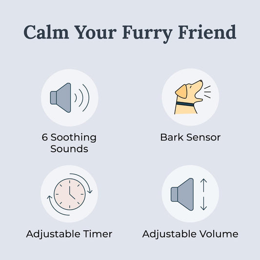 Yogasleep Pawzz White Noise Machine for Dogs, Home & All Pets. with Integrated Bark Sensor, 6 Automatic Relaxing Natural Sounds, Help Keep Pets Calm, Anti-Barking with Training, Noise Canceling