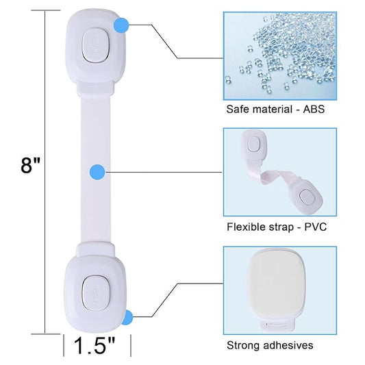 Fursafe&Q Baby Cabinet Locks, Child Safety Cabinet Proofing -Child Safety Strap Locks Adhesive Drawer Fridge Ovens Door Toilet Latches No Drill Multi-Purpose for Furniture Kitchen Lock (White, 6Pack)