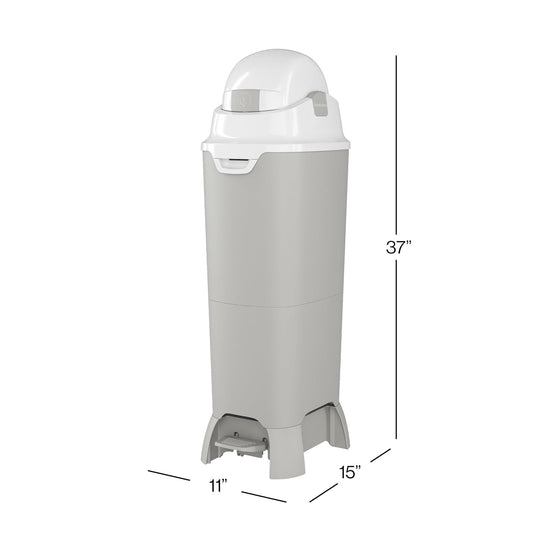 Foundations Hands Free Tall Diaper Pail with Airtight Lid - Durable & Odorless Disposal, Large Capacity, Holds up to 60 Newborn Diapers, Refill with Any Bags, Baby Registry Gift - Gray (9622057)