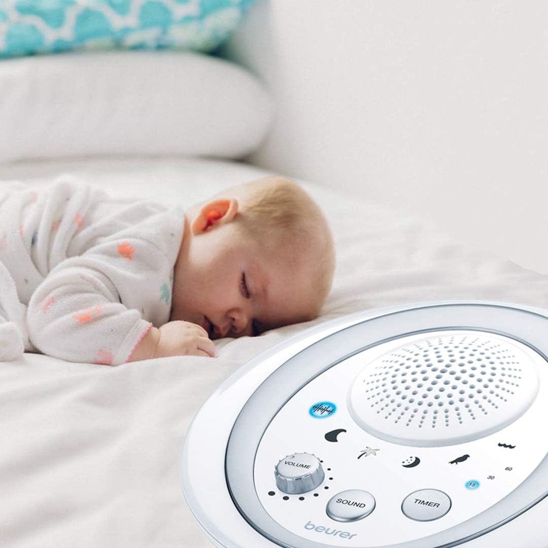 Beurer White Noise Machine with 4 Soothing Sounds | Sound Machine with Auto Shut-Off Sleep Timer | Portable White Noise Machine for Adults, Kids & Babies | Dreamsound Sleep Machine, SL15