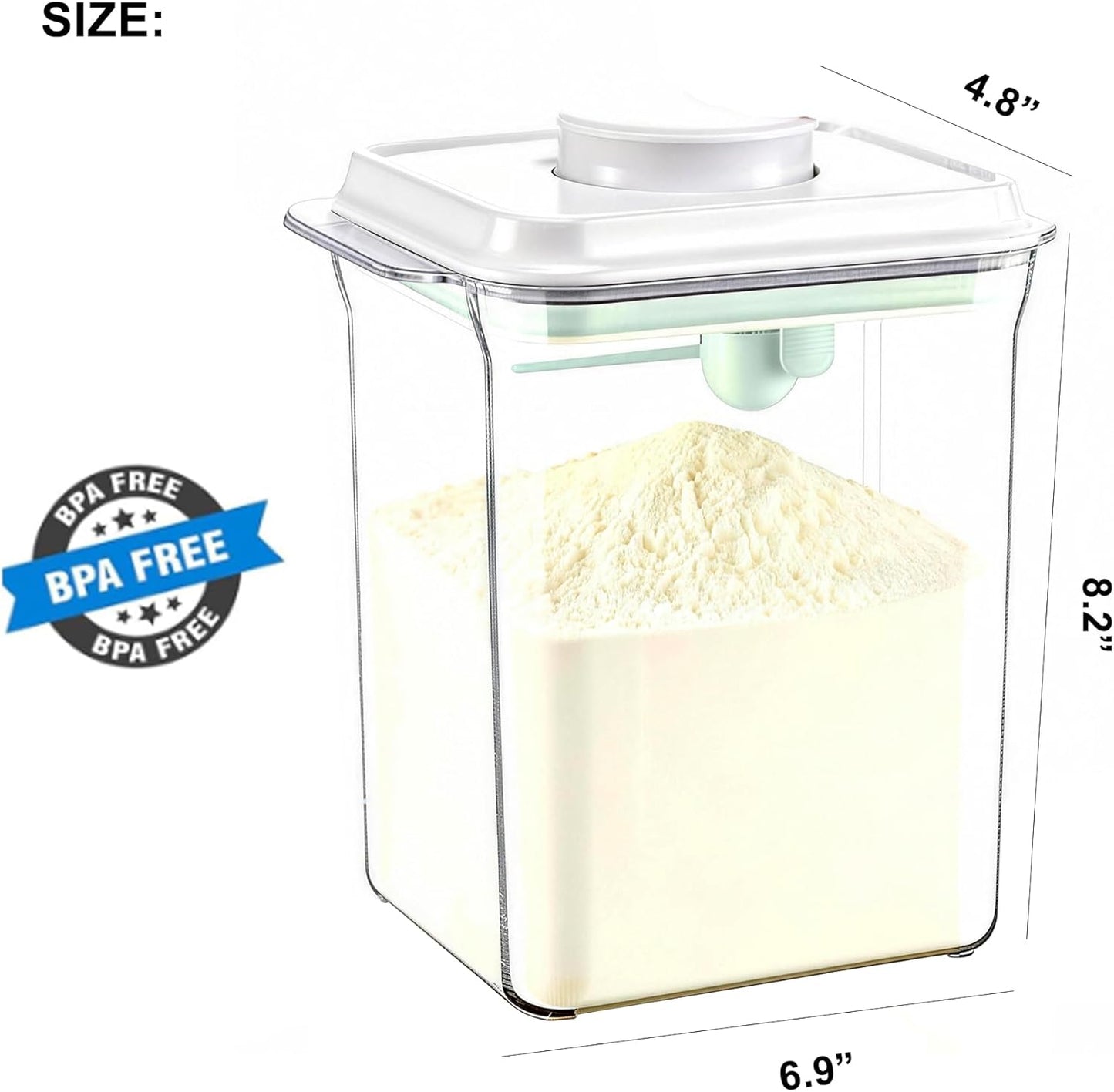 Formula Dispenser Container with Scraper and Scoop 730g Milk Powder BPA-Free Airtight Formula Storage Container 1700ml - Non-Slip Design