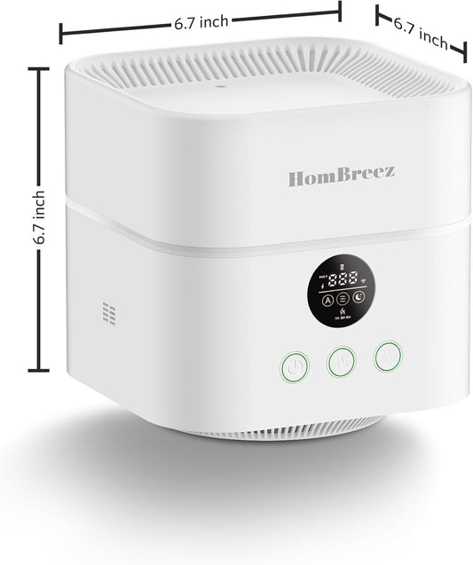 Air Purifier and Humidifier Combo for Bedroom, Covers Up to 200ft², H13 True HEPA Filter, 400ML Water Tank, Quiet Cool Mist Top Fill Essential Oil Diffuser for Baby, Pet Room, APP Control