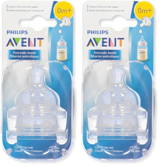 Philips AVENT Anti-Colic Nipple, Clear, Newborn (Pack of 2) (SCF421/27)