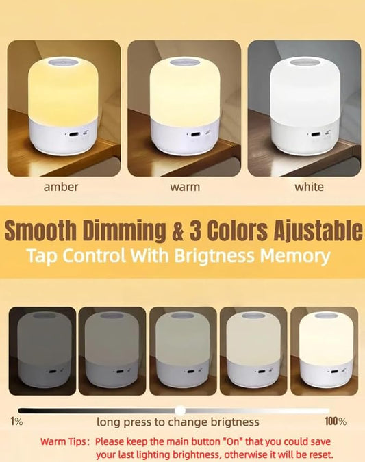 Portable Baby Night Light, 3 Colors Egg Light for Nursery, Mini Bedside Table Lamp for Kids Adults, Touch Control & Eye Caring & Rechargeable Dimmable LED Lamp for Nursing, Boy, Girl, Toddler