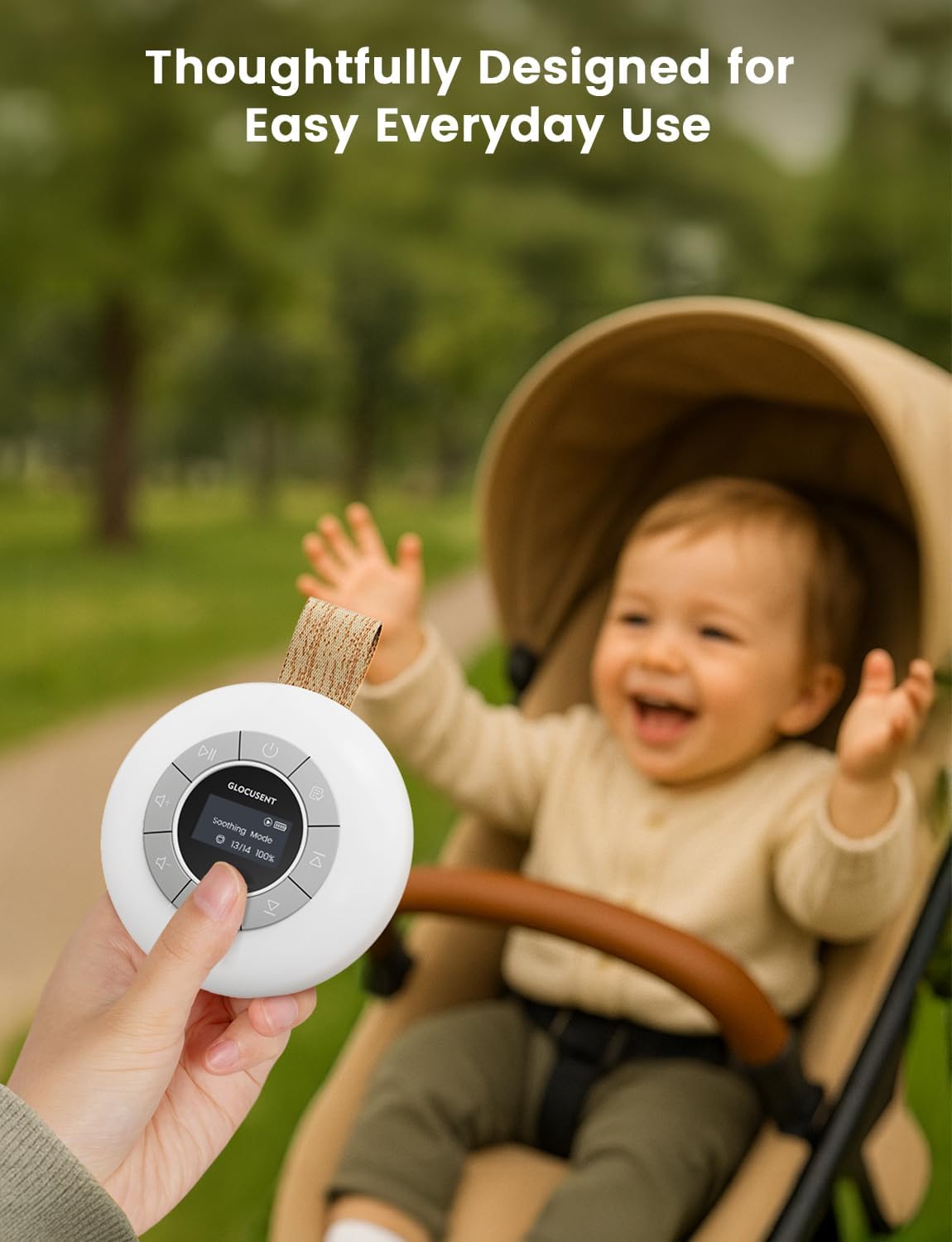 Glocusent Portable White Noise Machine, 62 Soothing Sounds, 2000mAh Battery for 30Hrs Long Lasting - Noise Canceling for Office & Sleeping, Travel Sound Machine for Baby Kids Adults