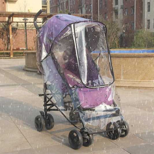 Tiiyee Stroller Rain Cover, Baby Travel Weather Shield Transparent Stroller Poncho Waterproof Windproof Protection Breathable Zipper Window Design Protect from Sun Dust Snow Small Medium Carts