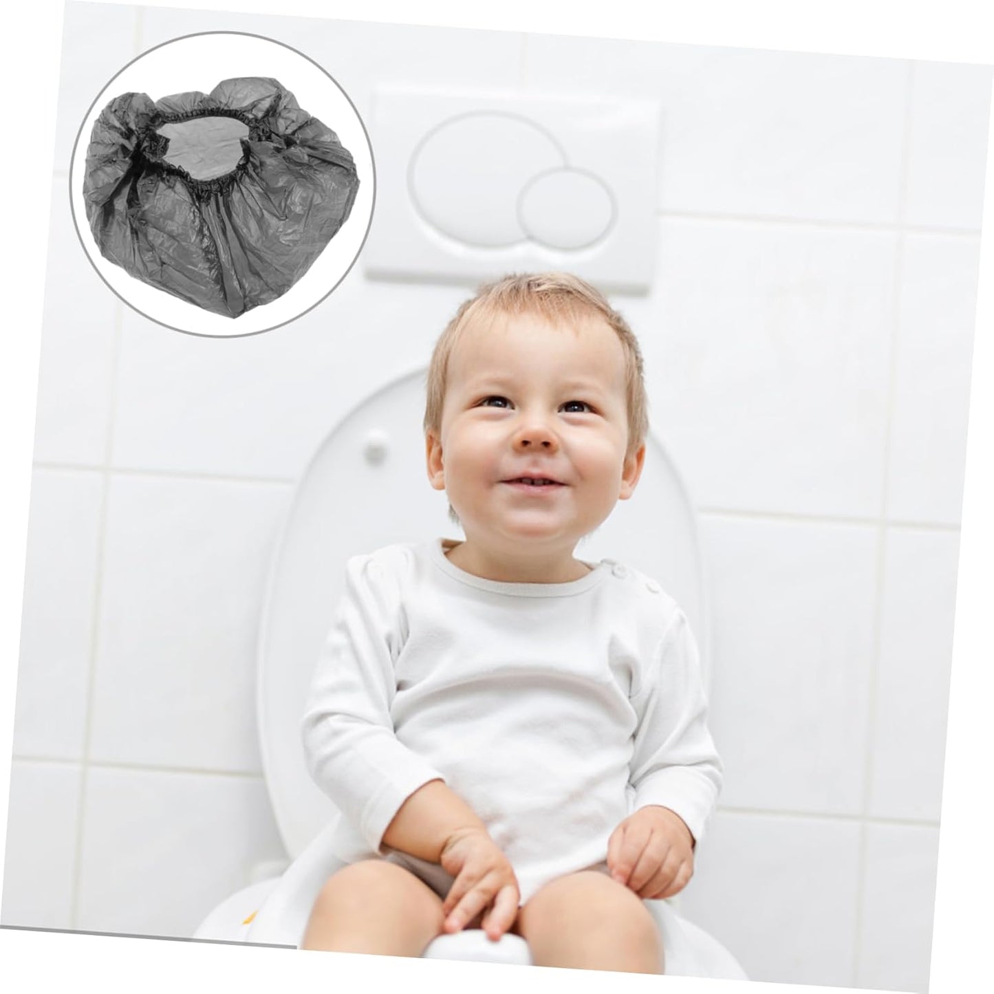 SAFIGLE Elastic Potty Liners 100 Pack Disposable Baby Toilet Trash Bags for Travel Portable Plastic Potty Chair Liners Bathroom Training
