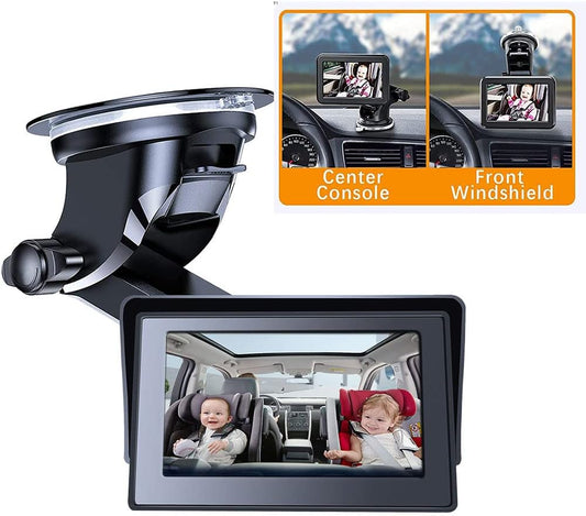 Baby Car Mirror Baby Rear Facing Seat Camera, Baby Car Seat Mirror Camera with Wide Crystal Clear View Monitor, Great Night Vision, Adjustable Sucker Bracket, Easily Observe The Baby's Move
