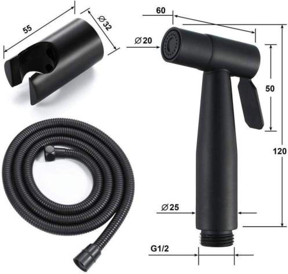 Toilet Handheld Showers Muslim Cloth Diaper Sprayer Compatible with Rear Washing - Women's Wash Faucet Set Black Women's Wash Copper Spray Gun Toilet Flusher Wall Mounted