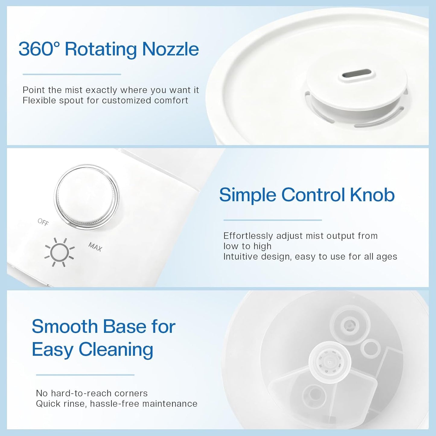 Cool Mist Humidifier for Bedroom, 3L Top Fill Ultrasonic Air Humidifier with Adjustable Knob Control, Quiet Operation, Auto Shut-Off, BPA-Free for Home, Baby, Office, Plants M4
