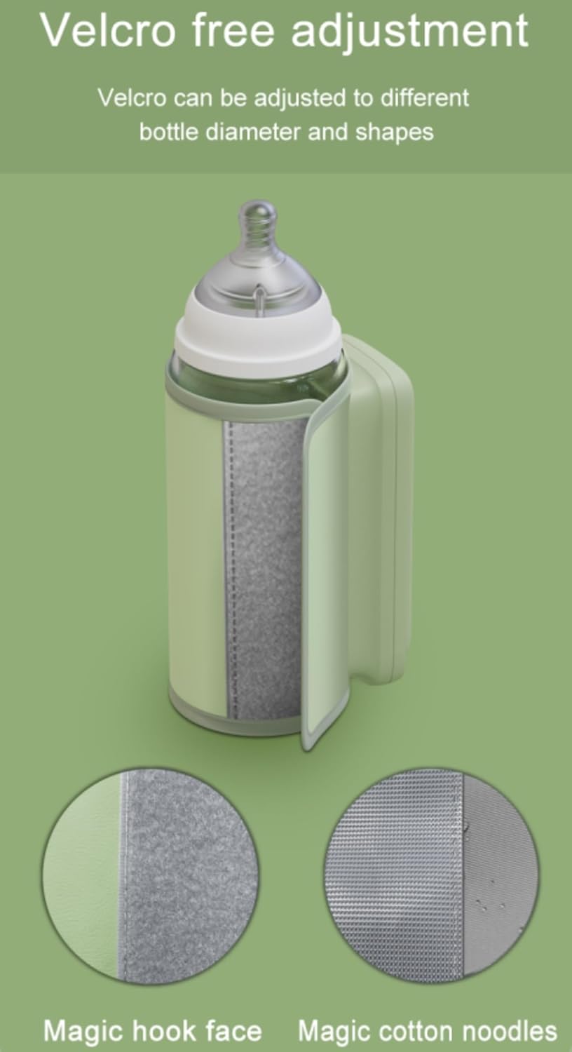 Bottle Warmer on the go for Travel.Portable Baby Bottle Warmer with 6-Level Temperature Display and Night Light Illumination.
