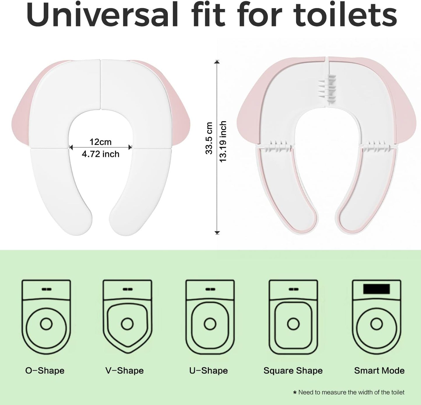FOOYOO Foldable Toddler Toilet Seat | Portable Potty Training Seat for Travel & Home, Non-Slip, Fits Most Toilets, Easy to Clean, with Travel Bag (Gray)