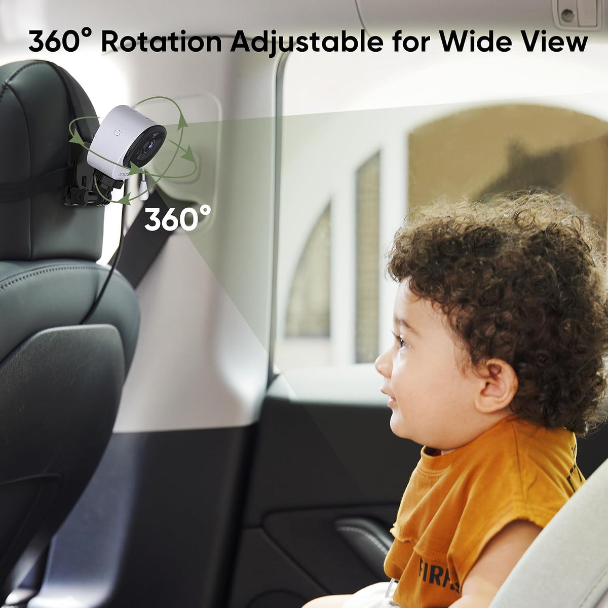 5" 1440P Baby Car Camera, Clearest Monitor, 360° Rotating Wide View