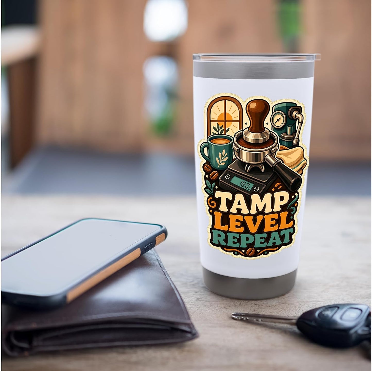 TAMP LEVEL REPEAT Hobby Table Calm Stainless Steel Insulated Tumbler