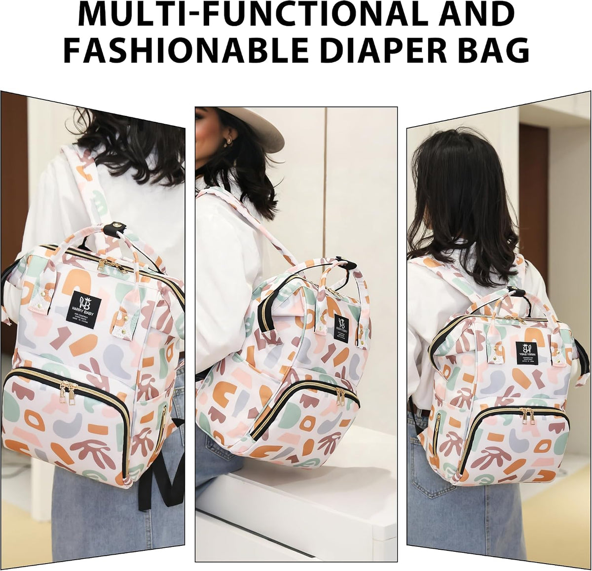 Diaper Bag Backpack for Moms Baby Essentials Travel Tote Nappy Changing Bag with Insulated Pockets,Multi-Waterproof Backpack (Orange)