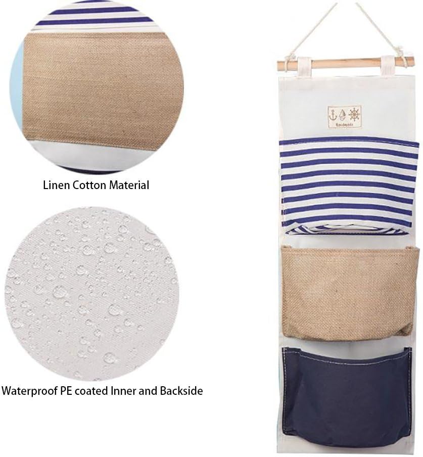 Hanging Storage Bag, Wall Mounted 3 Bags Nursery Storage Bag Over The Door Storage Pockets Fabric Wall Door Closet Hanging Storage Bag Organizer 2 Packs Small Tree + Ethnic Style