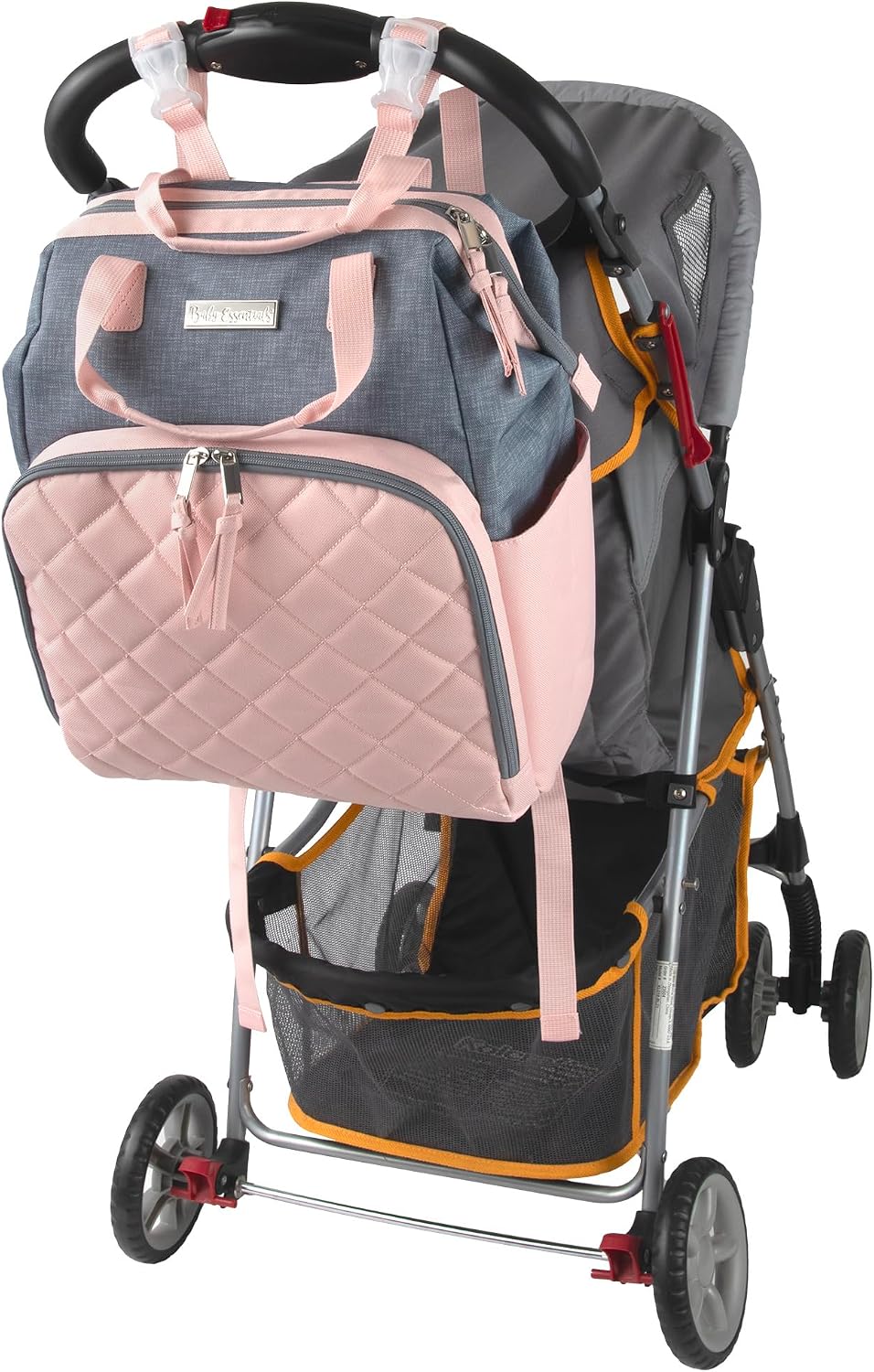 Baby Essentials Super Cooler Main Frame Diaper Backpack with Changing Pad, Stroller Straps, Insulated Bottle Compartment