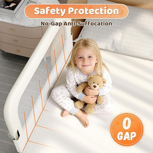 omzer Bed Guard Rail for Toddlers - 47inch Foldable & Adjustable Height Baby Bed Safety Side Rails - Large Toddler Crib Railing Guard for Twin, Bunk, Full Size, Queen & King, Full Size Bed