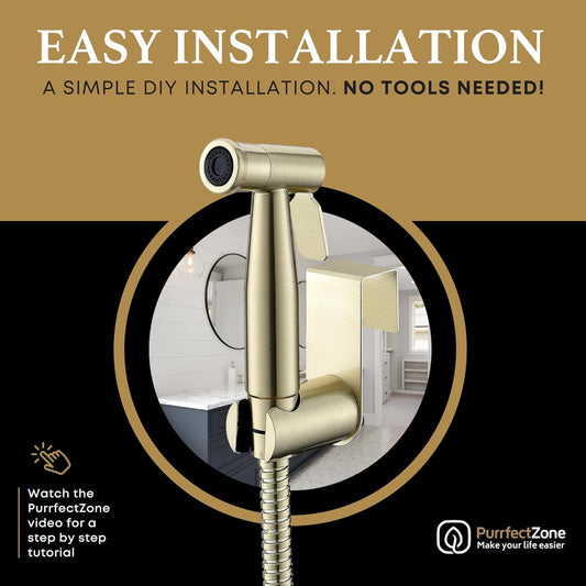 Purrfectzone Bidet Sprayer for Toilet, Handheld Sprayer Kit, Cloth Diaper Sprayer Set - Easy to Install - Stainless Steel