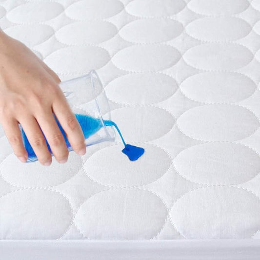 Biloban Crib Mattress Protector 2 Pack, Waterproof, Quilted, Grey & White, Absorbent, Ultra Soft, Noiseless, Durable