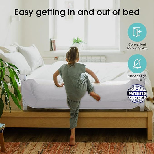 NUTIKAS Baby Bed Rail Guard for Toddlers - 58.7" Toddler Bed Rails for Twin, Full, Queen, King Bunk Size Bed Swing Down Bedrail Extral Tall Child Safety Side Railing Guards for Kids